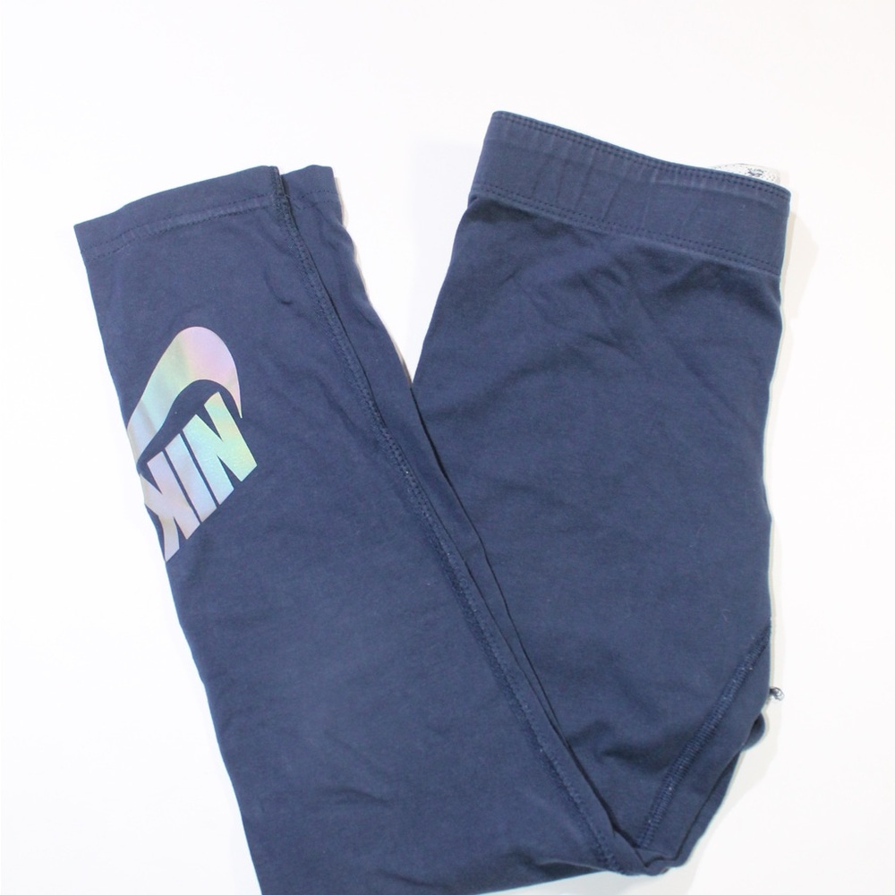 Nike Kids Navy Leggings with Iridescent Logo